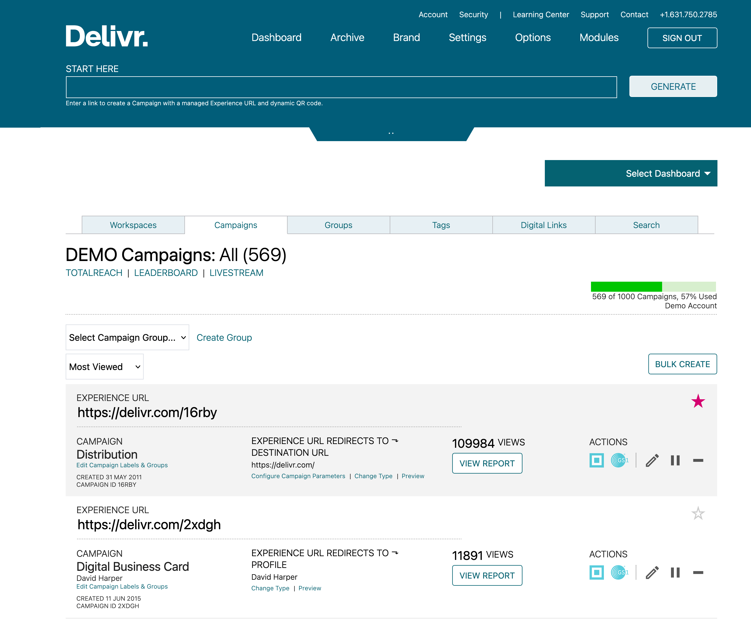 Delivr Account Dashboard